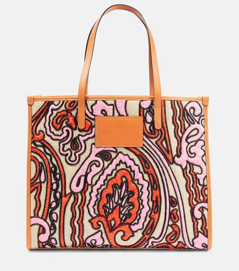 Etro Globetrotter Medium rafia tote bag | LYBSTORE