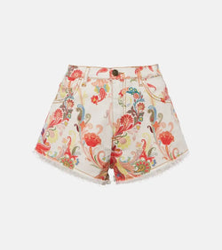 Etro Mid-rise paisley denim shorts | LYBSTORE