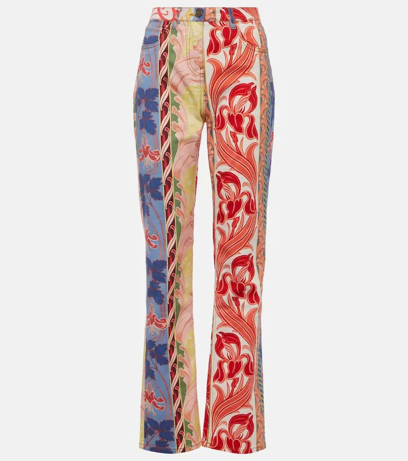 Etro Mid-rise paisley straight-leg jeans | LYBSTORE