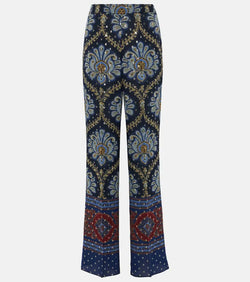 Etro Paisley silk-blend wide-leg pants | LYBSTORE