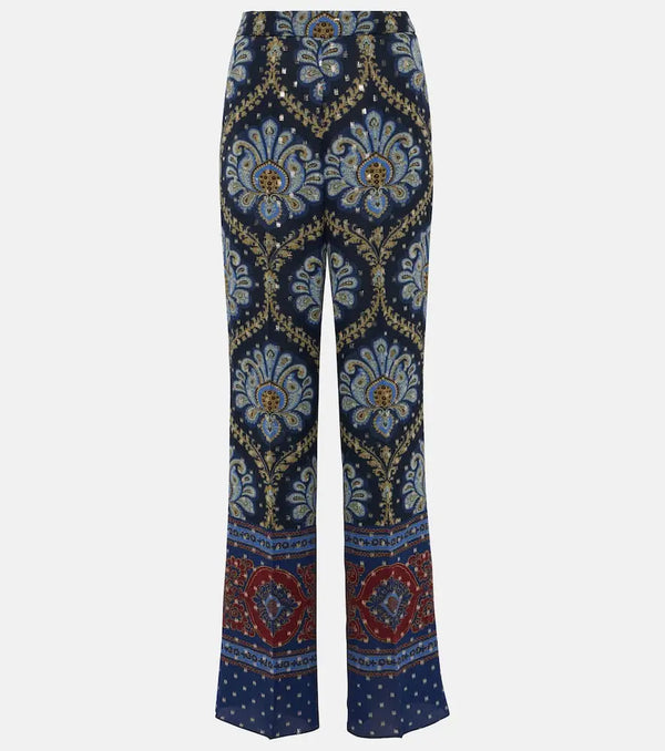 Etro Paisley silk-blend wide-leg pants | LYBSTORE