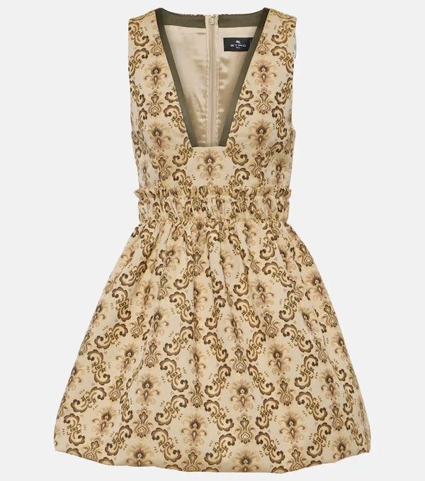 Etro Plunge-neck jacquard minidress | LYBSTORE