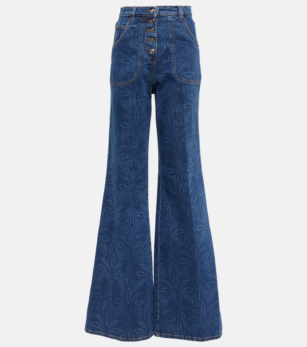 Etro Printed high-rise flared jeans