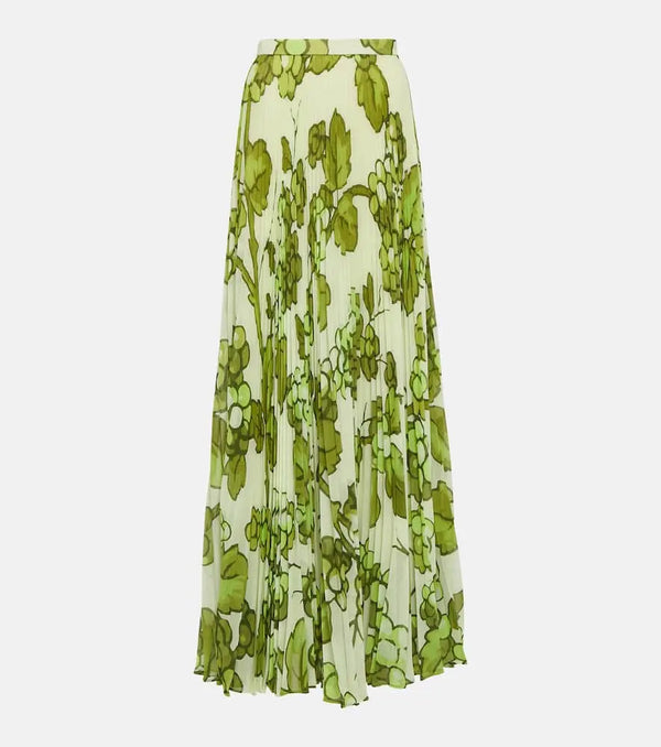 Etro Printed pleated high-rise maxi skirt