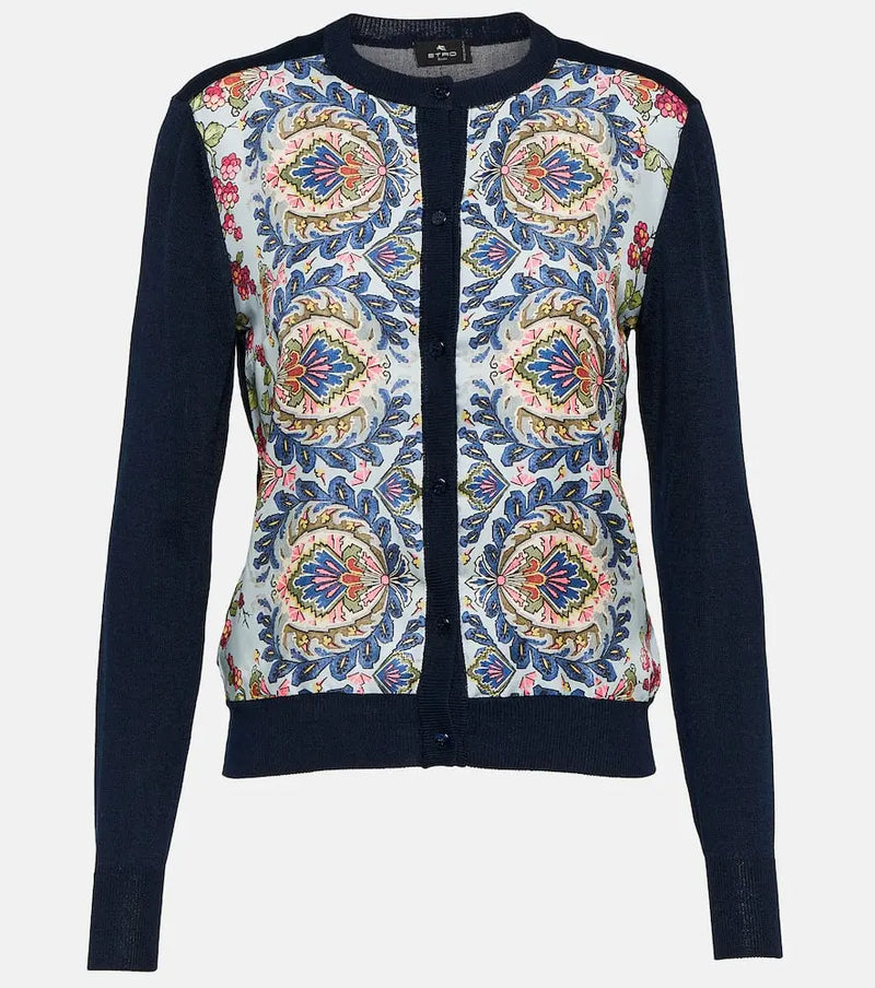 Etro Printed silk and cotton-blend cardigan | LYBSTORE