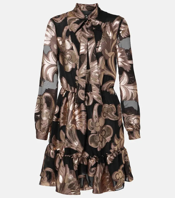 Etro Printed tie-neck minidress