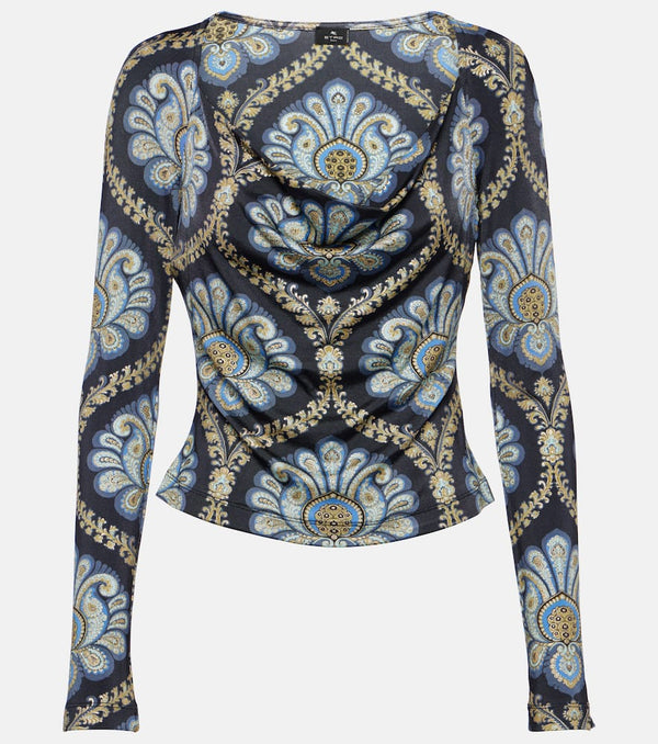 Etro Scoop-neck paisley jersey top