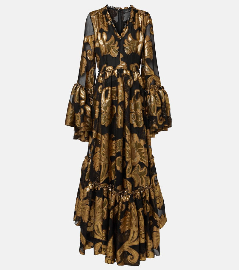 Etro Semi-sheer lamé maxi dress