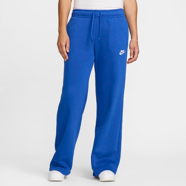 Pants de entrenamiento de piernas anchas de tiro medio para mujer Nike Sportswear Club Fleece - Azul