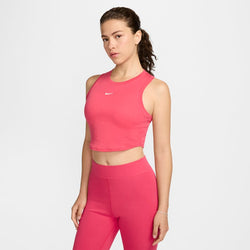 Camiseta de tirantes de tela de canalé pequeña ajustada cropped para mujer Nike Sportswear Chill Knit - Rosa