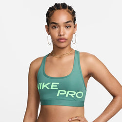 Bra deportivo sin almohadilla con gráfico para mujer Nike Pro Swoosh Light Support - Verde