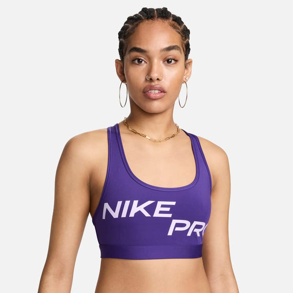 Bra deportivo sin almohadilla con gráfico para mujer Nike Pro Swoosh Light Support - Morado