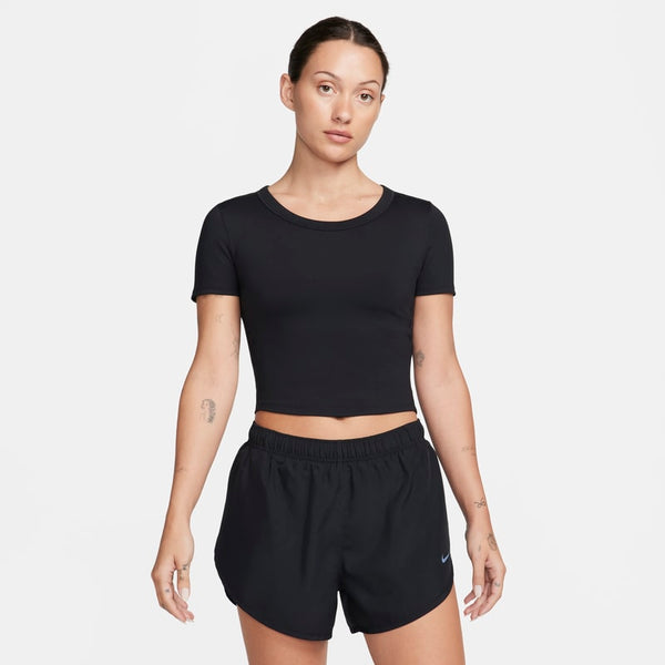 Playera de manga corta Dri-FIT cropped para mujer Nike One Fitted - Negro