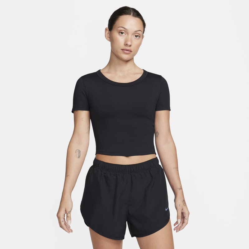 Playera de manga corta Dri-FIT cropped para mujer Nike One Fitted - Negro