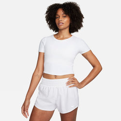 Playera de manga corta Dri-FIT cropped para mujer Nike One Fitted - Blanco