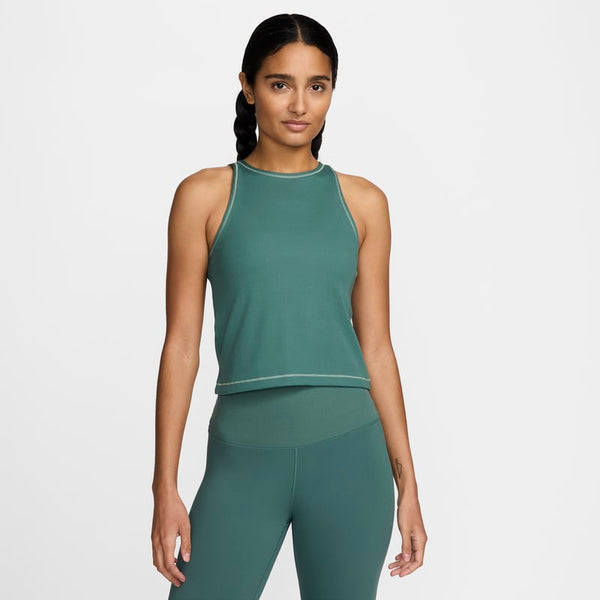 Camiseta de tirantes Dri-FIT de tela de canalé para mujer Nike One Fitted - Verde