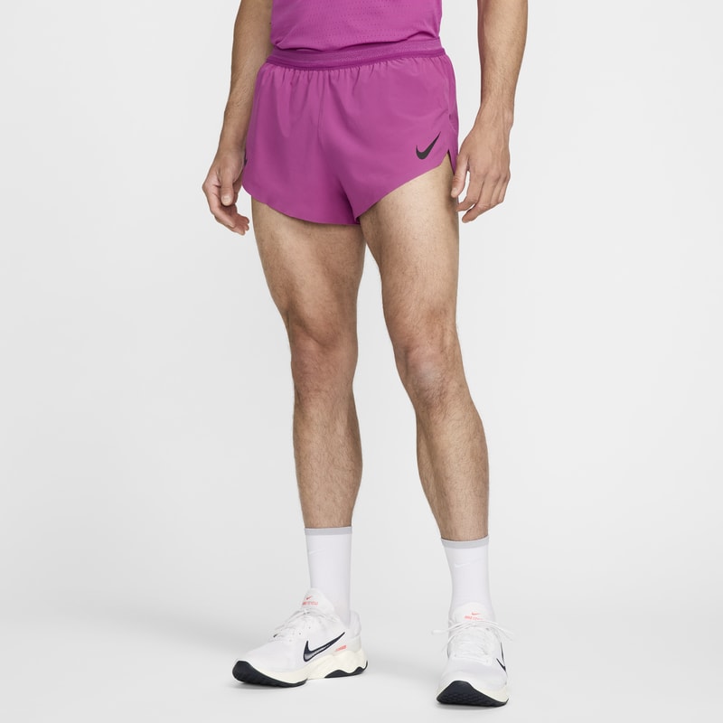 Shorts de correr Dri-FIT ADV de 5 cm con forro de ropa interior para hombre Nike AeroSwift - Morado