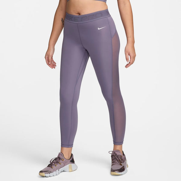 Leggings con paneles de malla de tiro medio de 7/8 para mujer Nike Pro - Morado