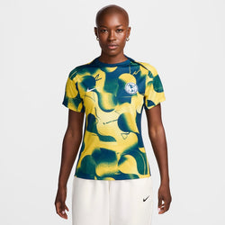 Playera de fútbol de manga corta Nike Dri-FIT para antes del partido para mujer Club América Academy Pro - Amarillo