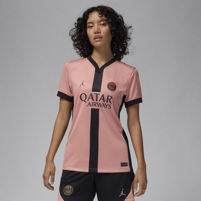 Jersey de fútbol Jordan Dri-FIT Replica del Paris Saint-Germain visitante 2024/25 Stadium para mujer - Rosa