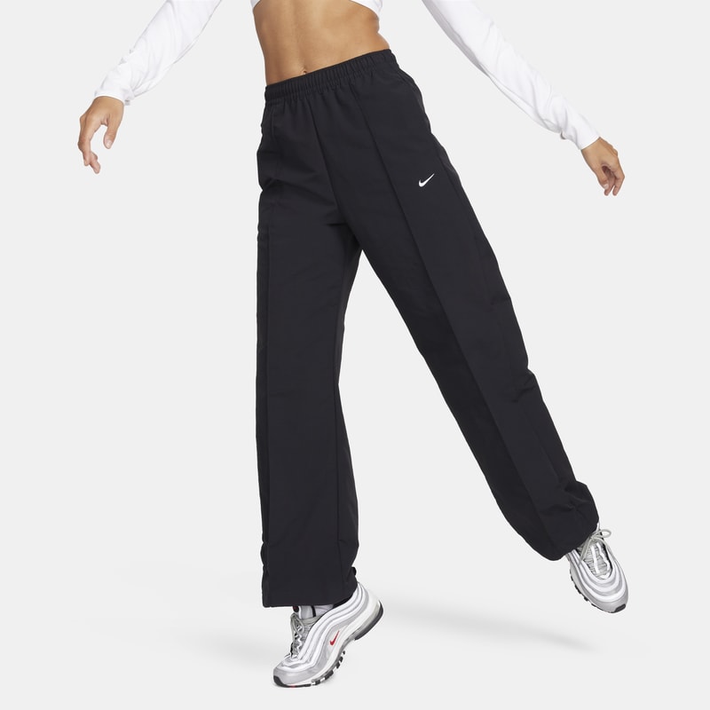 Pants de tiro medio con dobladillo abierto para mujer Nike Sportswear Everything Wovens - Negro