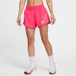 Shorts Dri-FIT con gráfico de tiro medio con forro de ropa interior para mujer Nike One - Rosa