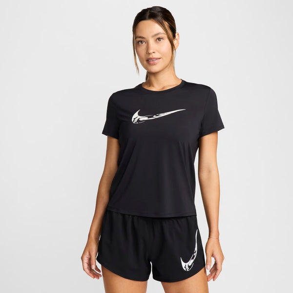 Playera de correr de manga corta Dri-FIT con gráfico para mujer Nike One - Negro