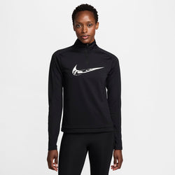 Capa intermedia de correr Dri-FIT con cierre de 1/4 para mujer Nike Swoosh - Negro