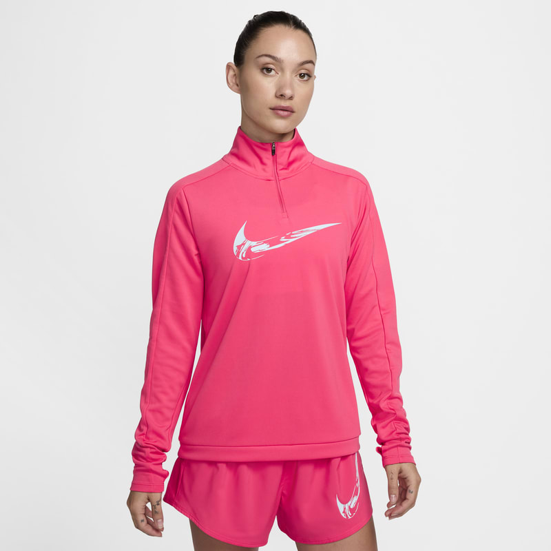 Capa intermedia de correr Dri-FIT con cierre de 1/4 para mujer Nike Swoosh - Rosa