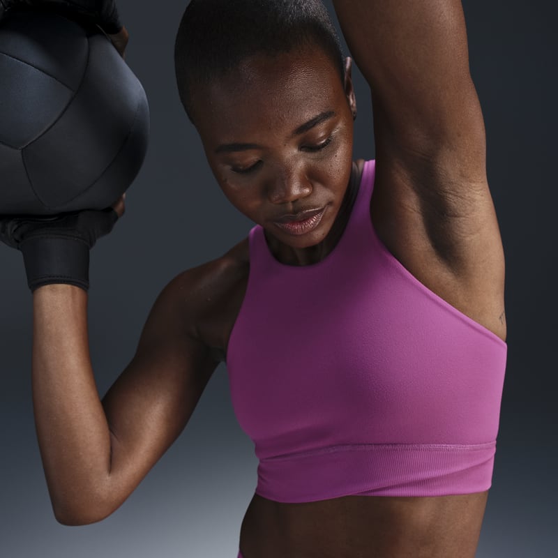 Bra deportivo de baja sujeción con forro ligero y cuello alto para mujer Nike One Twist - Morado