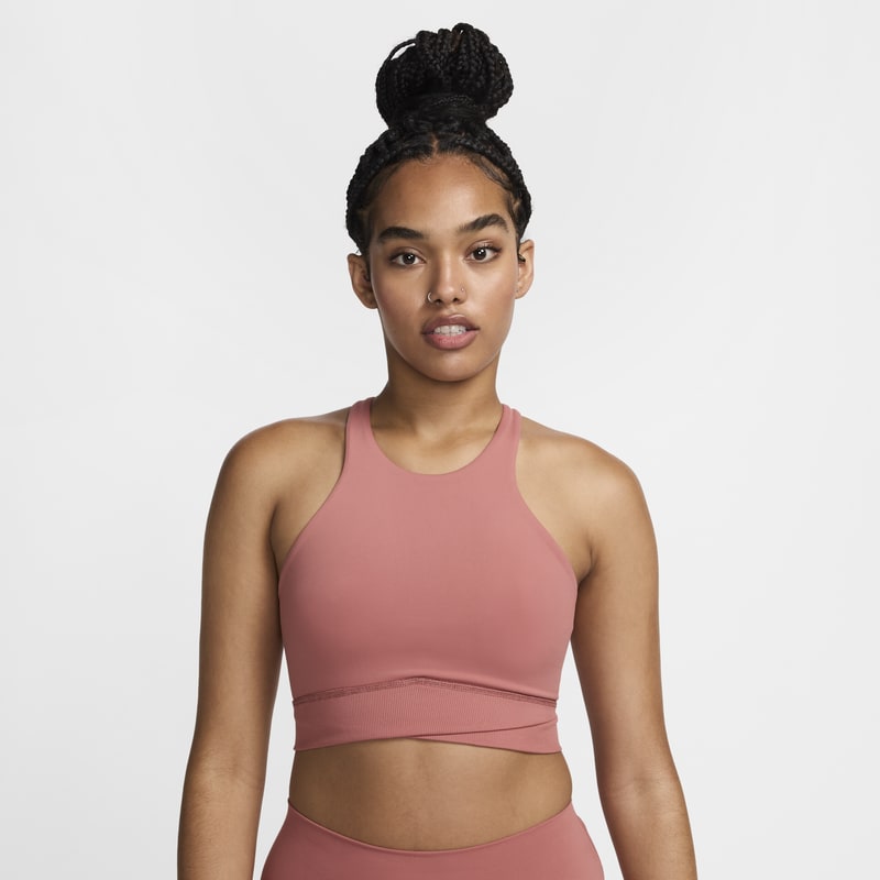 Bra deportivo de baja sujeción con forro ligero y cuello alto para mujer Nike One Twist - Rosa