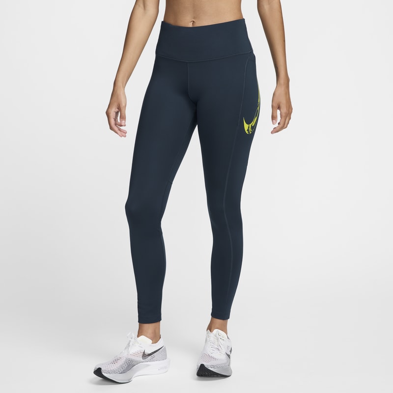 Leggings de correr de tiro medio de 7/8 con bolsillos para mujer Nike Fast - Azul