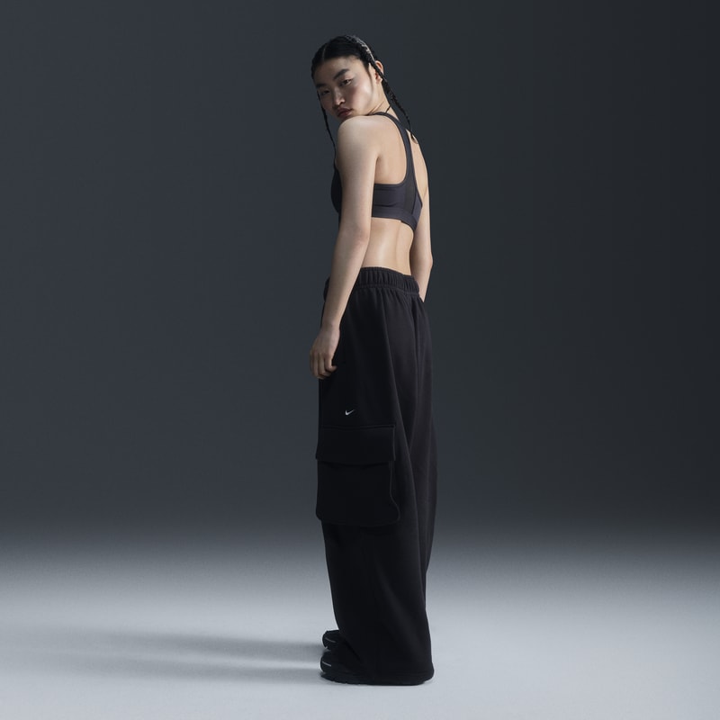 Pants de French Terry de tiro bajo oversized con dobladillo abierto para mujer Nike Sportswear - Negro