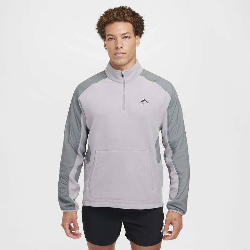 Sudadera de correr de tejido Fleece de cierre 1/4 para hombre Nike Trail Polartec® - Gris