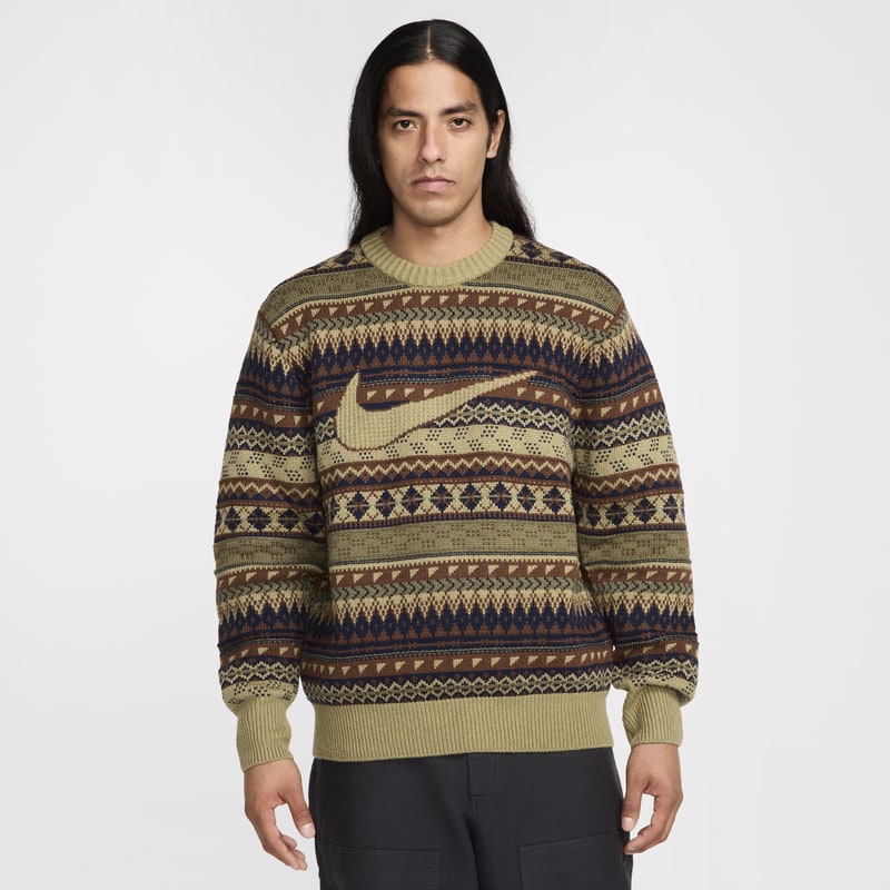 Suéter Fair Isle Swoosh para hombre Nike Life - Marrón