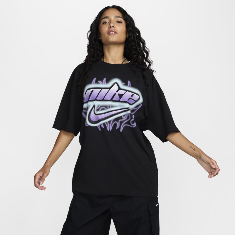 Playera de manga corta oversized para mujer Nike Sportswear - Negro