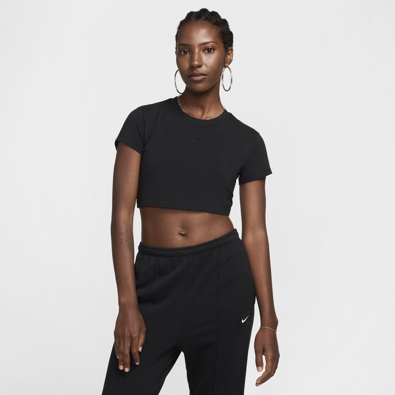 Playera slim cropped para mujer Nike Sportswear Chill Knit - Negro