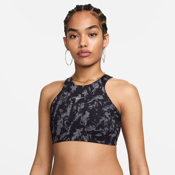 Bra deportivo estampado de media sujeción con forro ligero para mujer Nike One Strappy Back - Negro