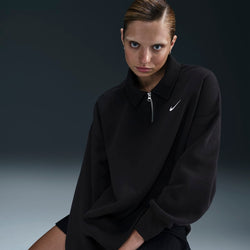 Polo oversized de cierre 1/4 para mujer Nike Sportswear Phoenix Fleece - Negro