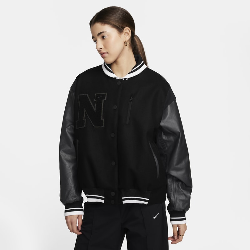 Chamarra Destroyer de lana oversized para mujer Nike Sportswear - Negro