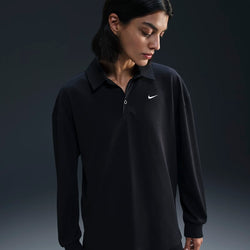 Polo de manga larga oversized para mujer Nike Sportswear Essential - Negro