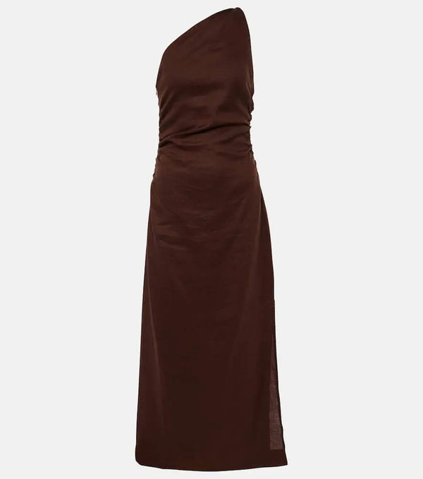 Faithfull Jomana one-shoulder linen midi dress | LYBSTORE