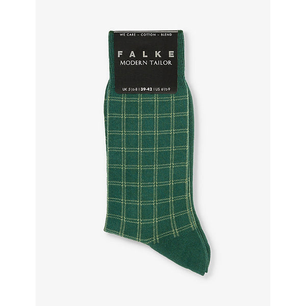 Mens Falke Modern Tailor check-pattern cotton-blend socks