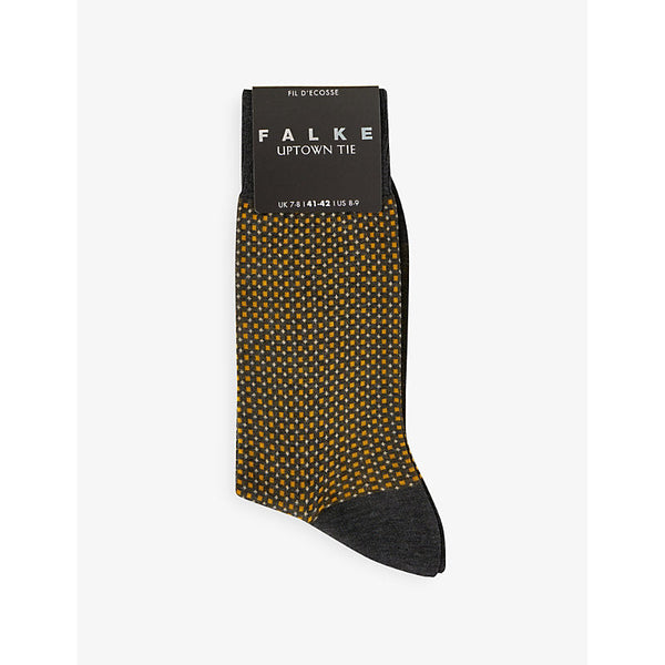 Mens Falke Uptown Tie geometric-print cotton-blend socks