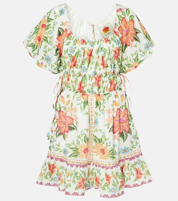 Farm Rio Bloom Garden cotton-blend minidress | LYBSTORE