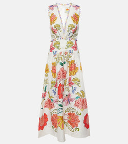 Farm Rio Floral Insects linen midi dress