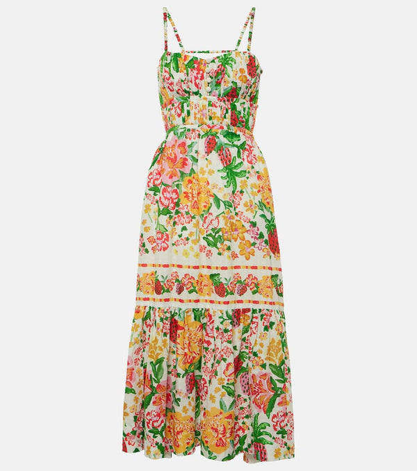 Farm Rio Floral Sketch cotton midi dress