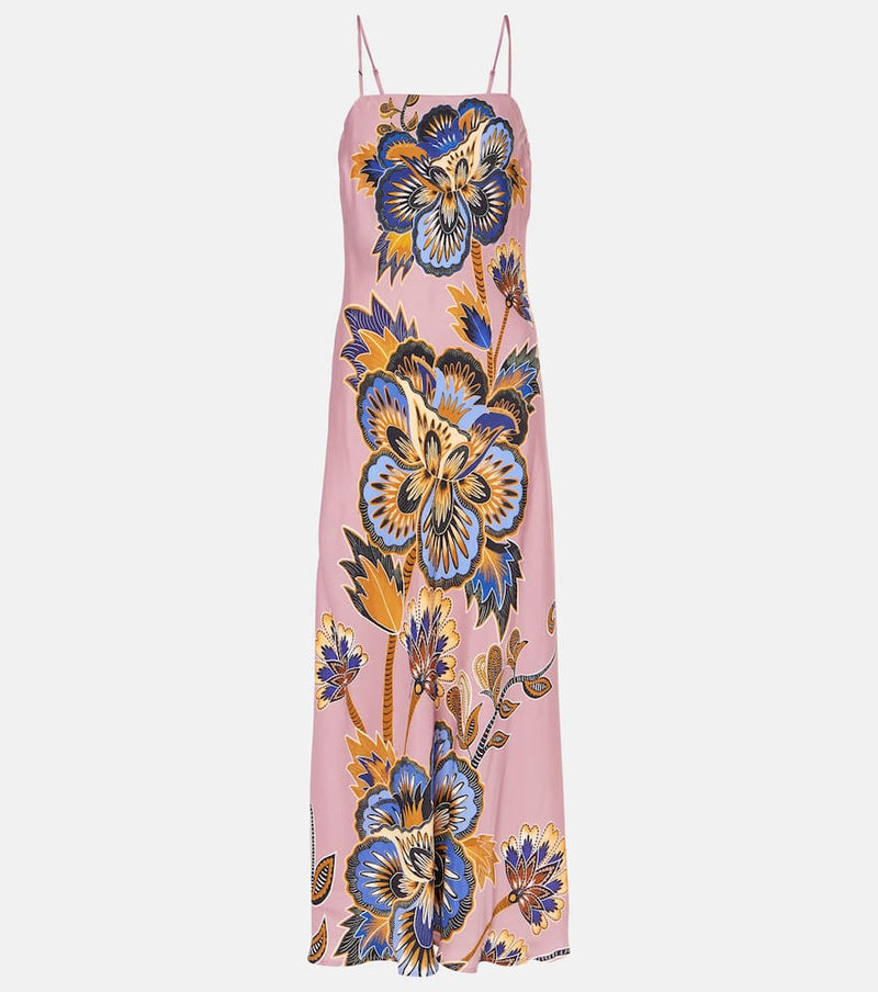 Farm Rio Floral satin slip dress