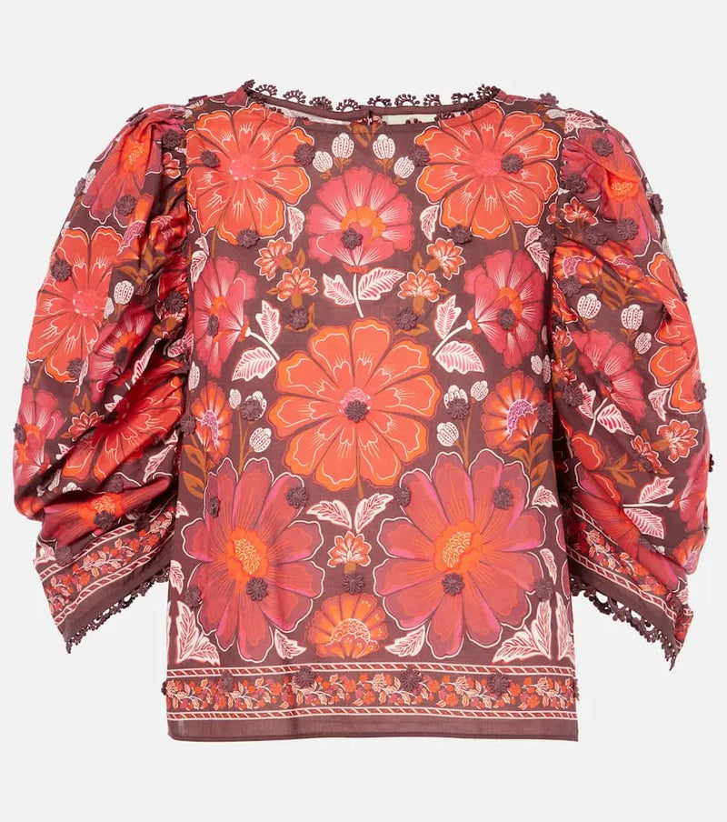 Farm Rio Gigi Tapestry floral cotton blouse