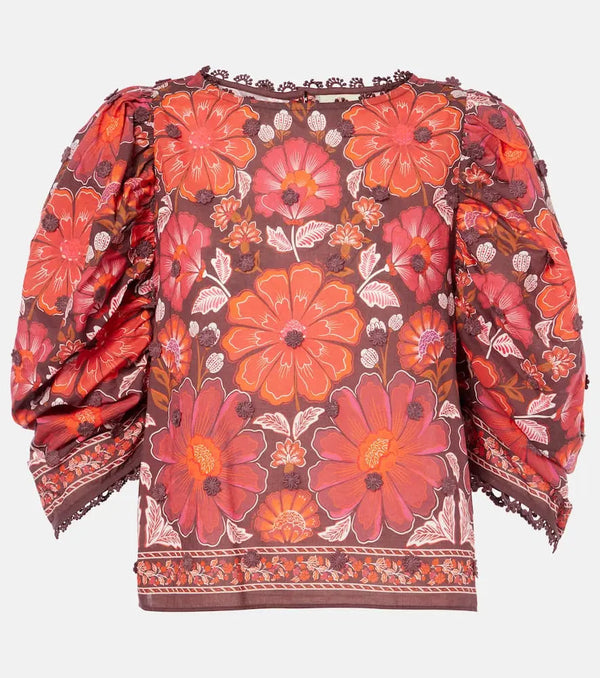 Farm Rio Gigi Tapestry floral cotton blouse | LYBSTORE